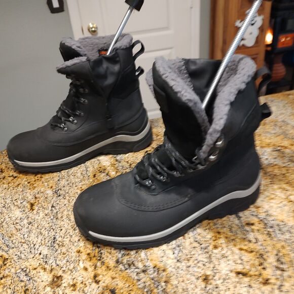 All in Motion Men's Jordan Waterproof Winter Boots Black Sz 11 Leather Faux Fur - Picture 4 of 12